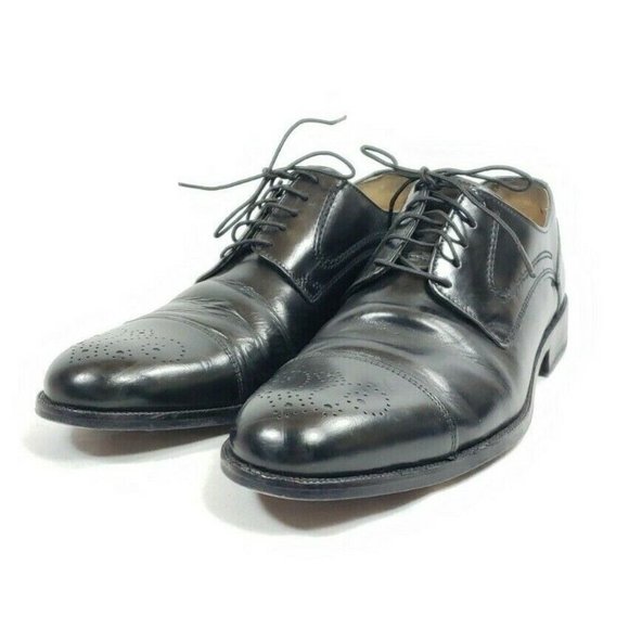 Johnston & Murphy Cap Toe Oxfords Men's Size 8.5 Black Leather - Picture 1 of 8